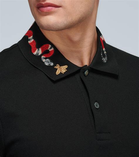 gucci black collar t shirt|Gucci polo shirt snake.